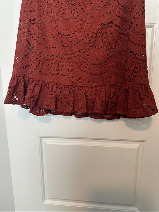 Lulu's Rust Lace Ruffle Mini Skirt - Picture 3 of 4
